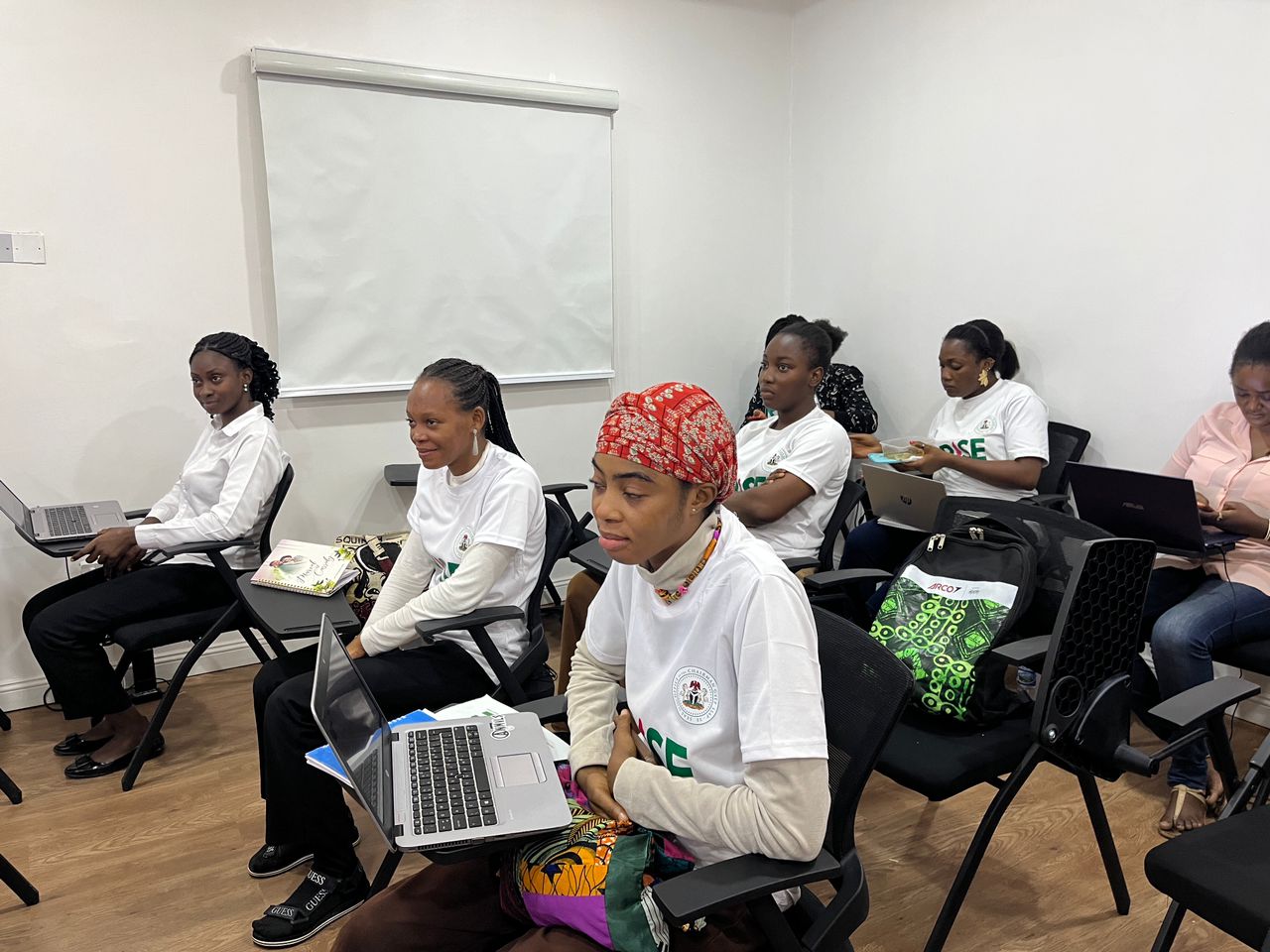 Students learning technology